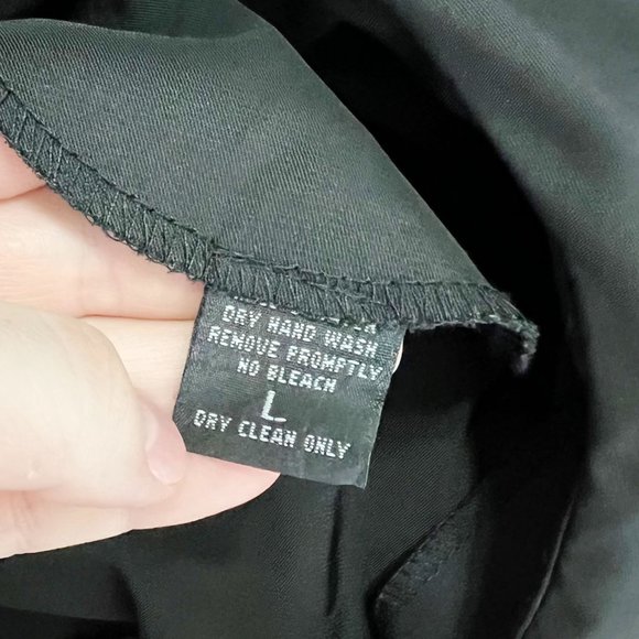 Womens Size L Black Long Sleeve Collared Shift Dress Pockets - Picture 4 of 4